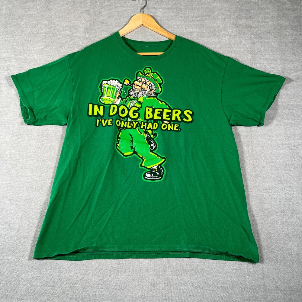 Unbranded St Patricks Day Leprechaun Graphic T Shirt Mens XL Green Cotton